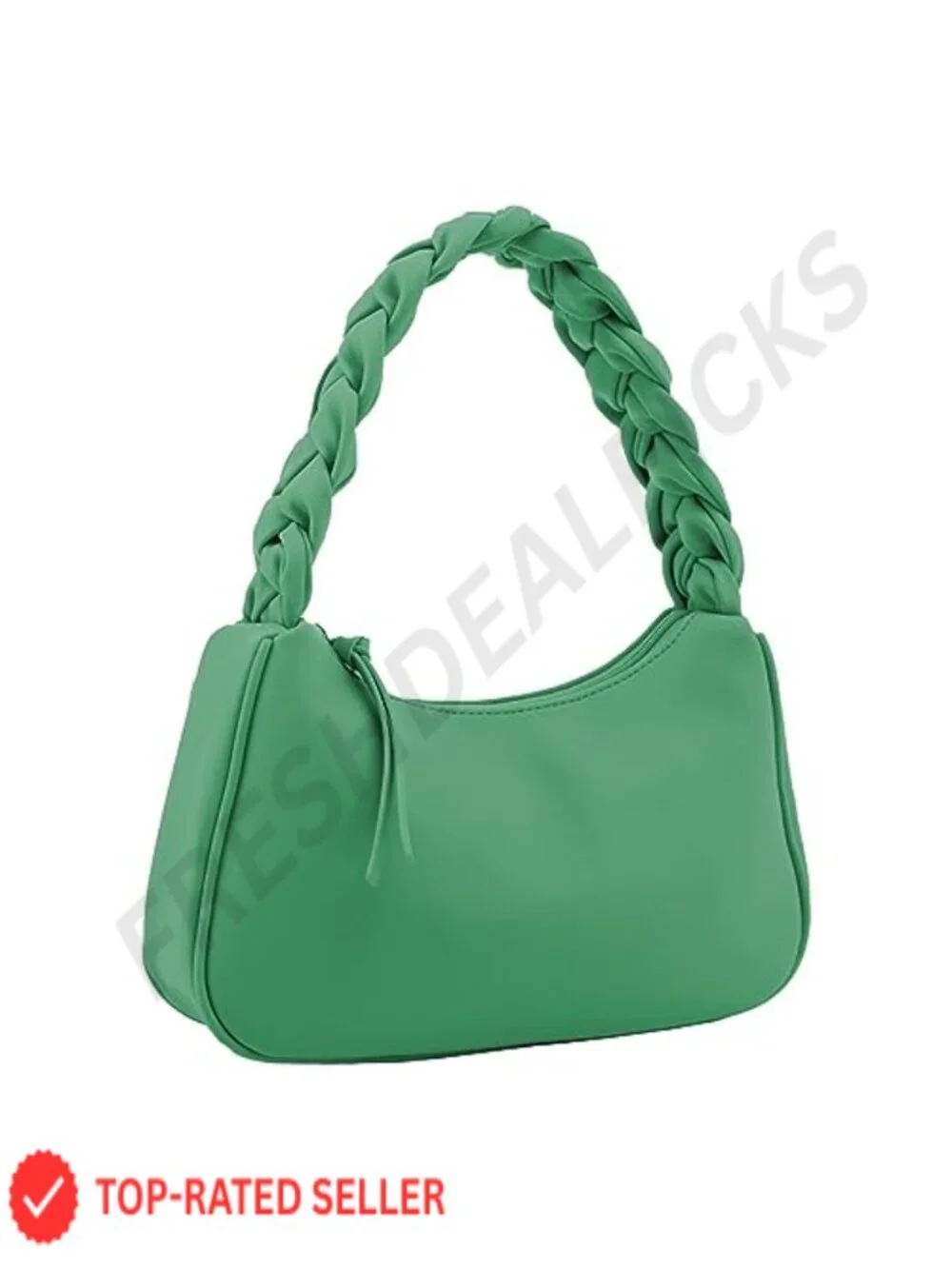 Women's Vegan Leather Hobo Shoulder Bag with Braided Handle